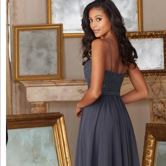 Mori Lee Madeline Gardner Bridesmaid #146 Dress Eggplant Prom - Picture 3 of 11